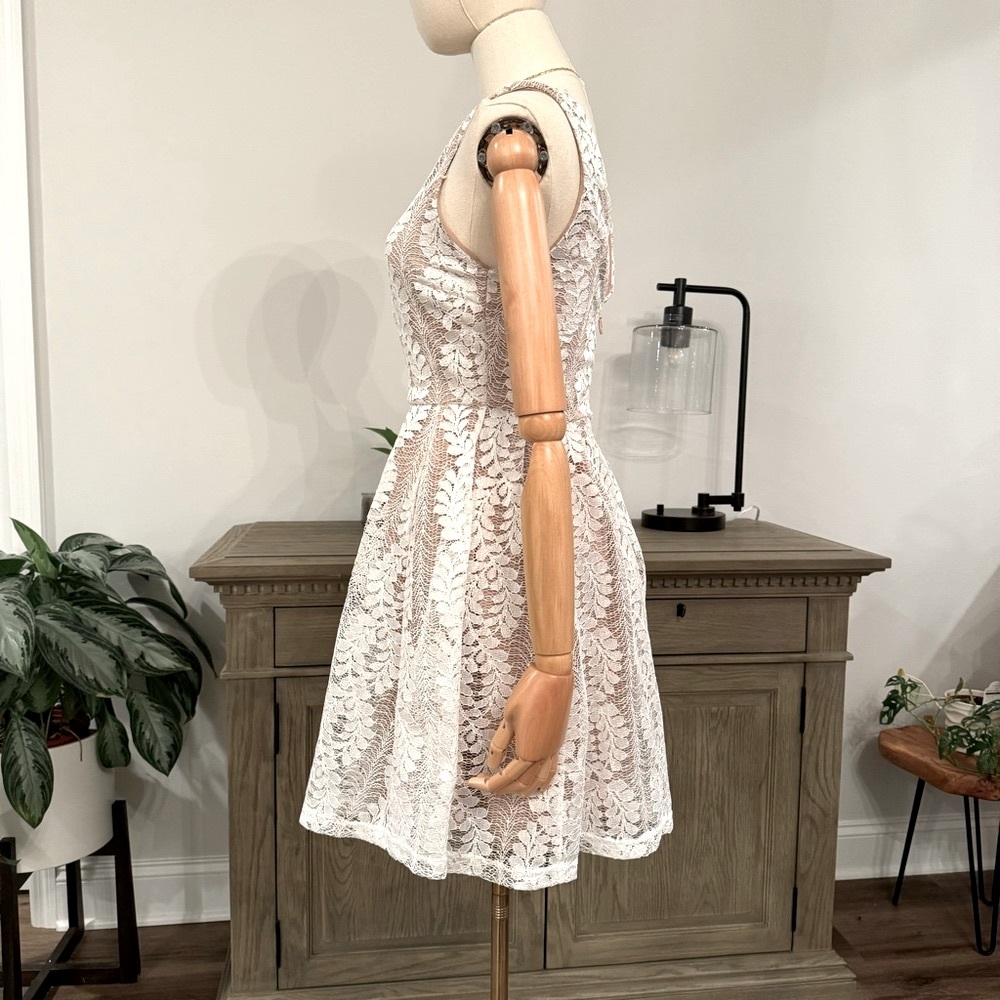 Lulu’s All of My Heart White Lace Skater Dress | Size Medium - Picture 6 of 12